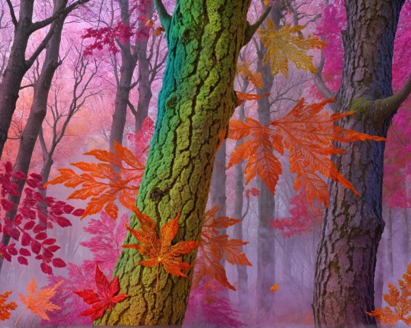 Vibrant Autumn Forest Scene with Colorful Foliage