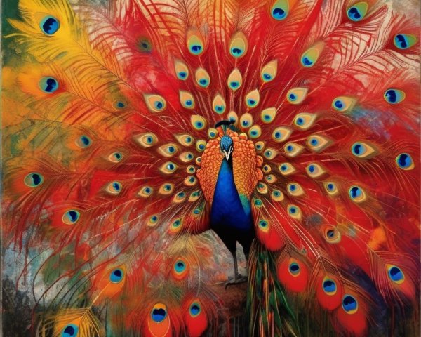 Vibrant Peacock Displaying Colorful Plumage and Patterns