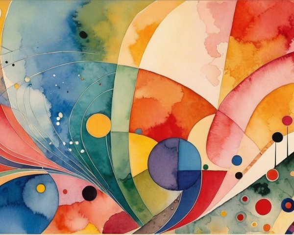 Vibrant Abstract Composition with Fluid Curves and Colors