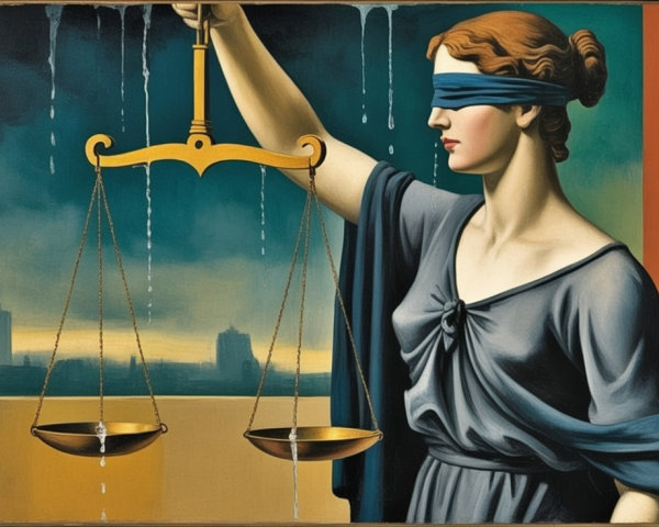 Woman Symbolizing Justice with Blindfold and Scales