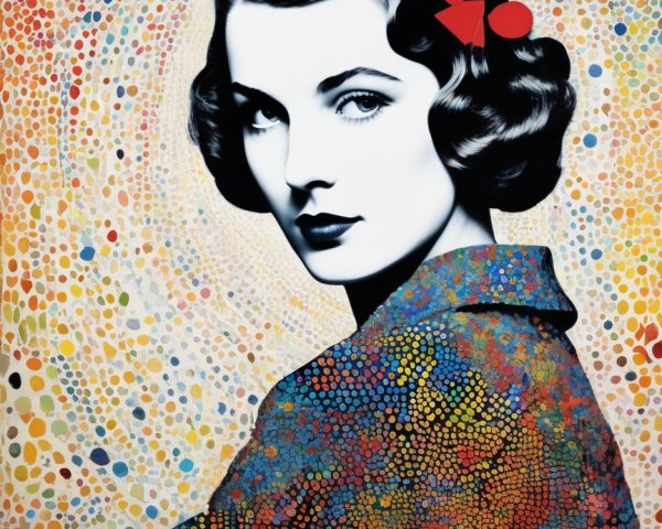 Stylized Portrait of a Woman with Colorful Patterns