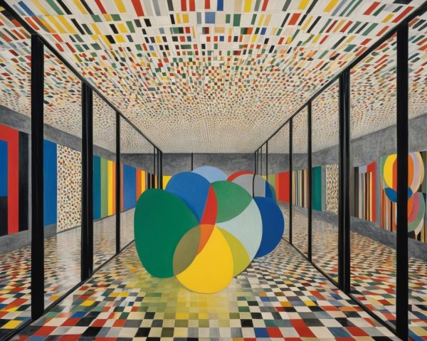 Abstract Interior with Geometric Shapes and Patterns