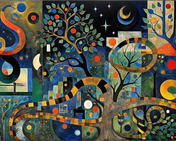 Abstract Composition of Vibrant Colors and Shapes