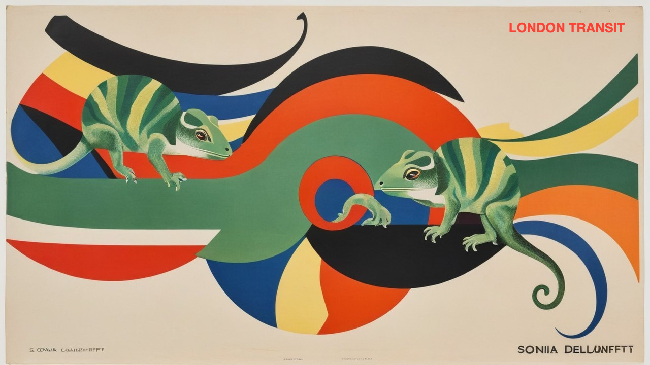 Stylized Chameleons in Vibrant Colors with Text