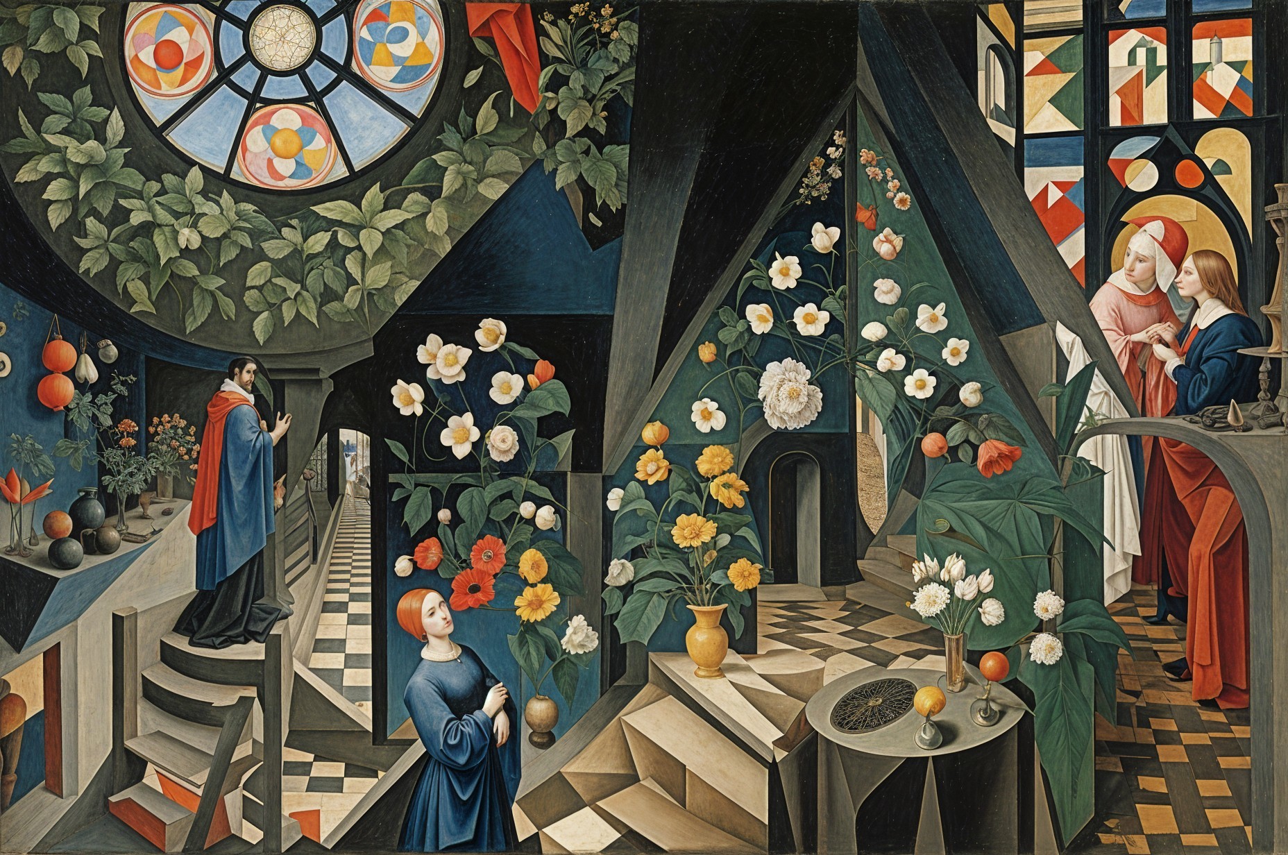 Natural and Architectural Elements in Artwork Scene