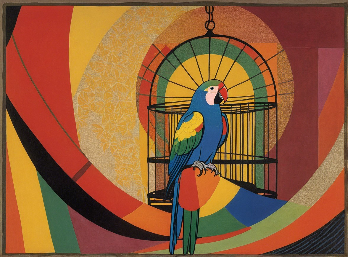 Vibrant Parrot on Colorful Abstract Background