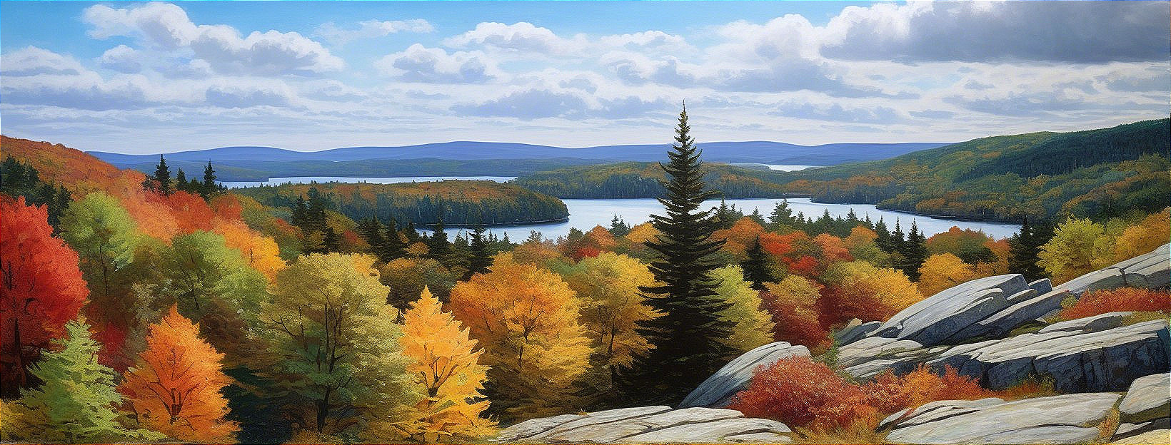 Serene Lake Surrounded by Vibrant Autumn Foliage