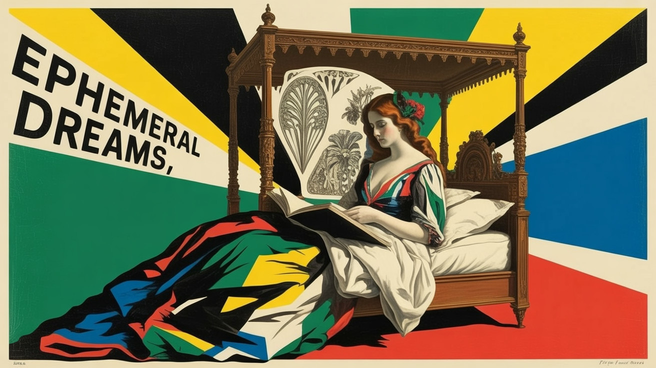 Woman in Colorful Gown Reading on a Bed