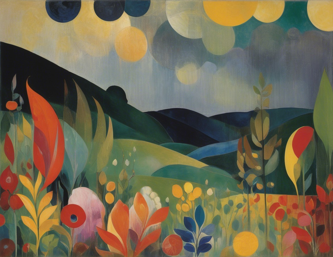 Vibrant Abstract Landscape with Colorful Flowers