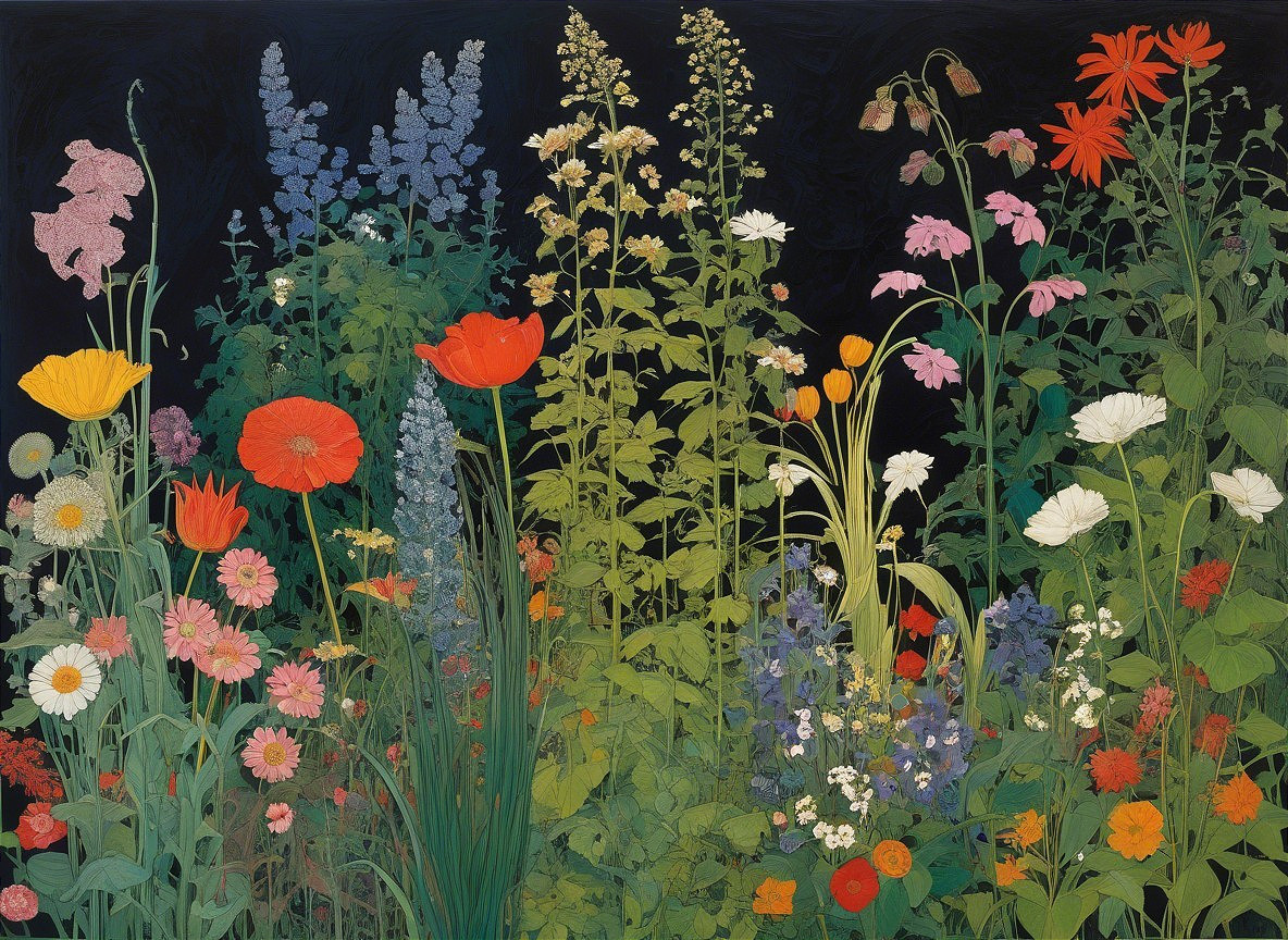 Vibrant Wildflower Arrangement Against Dark Background