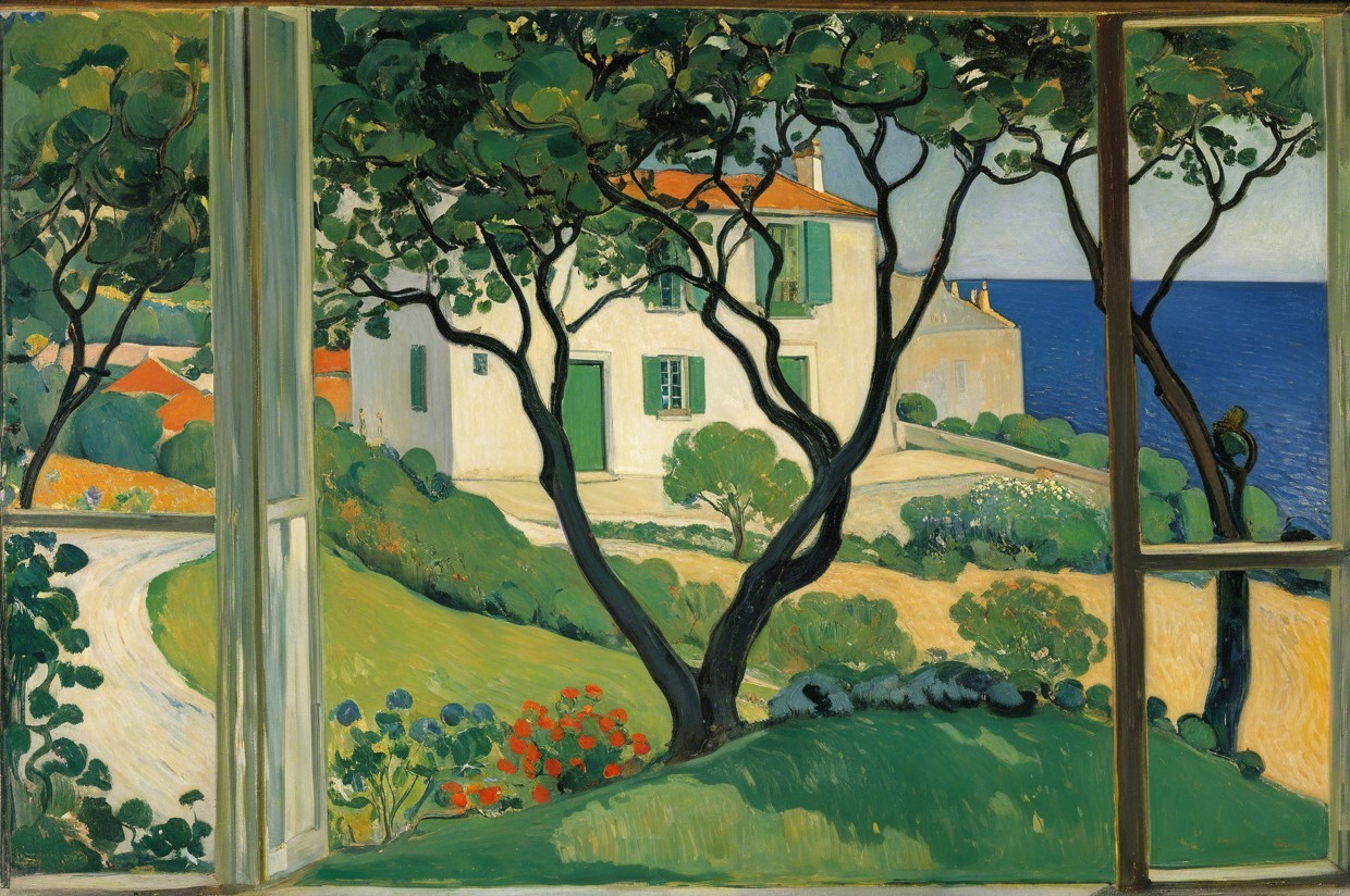 Serene Landscape Painting of a Tranquil View