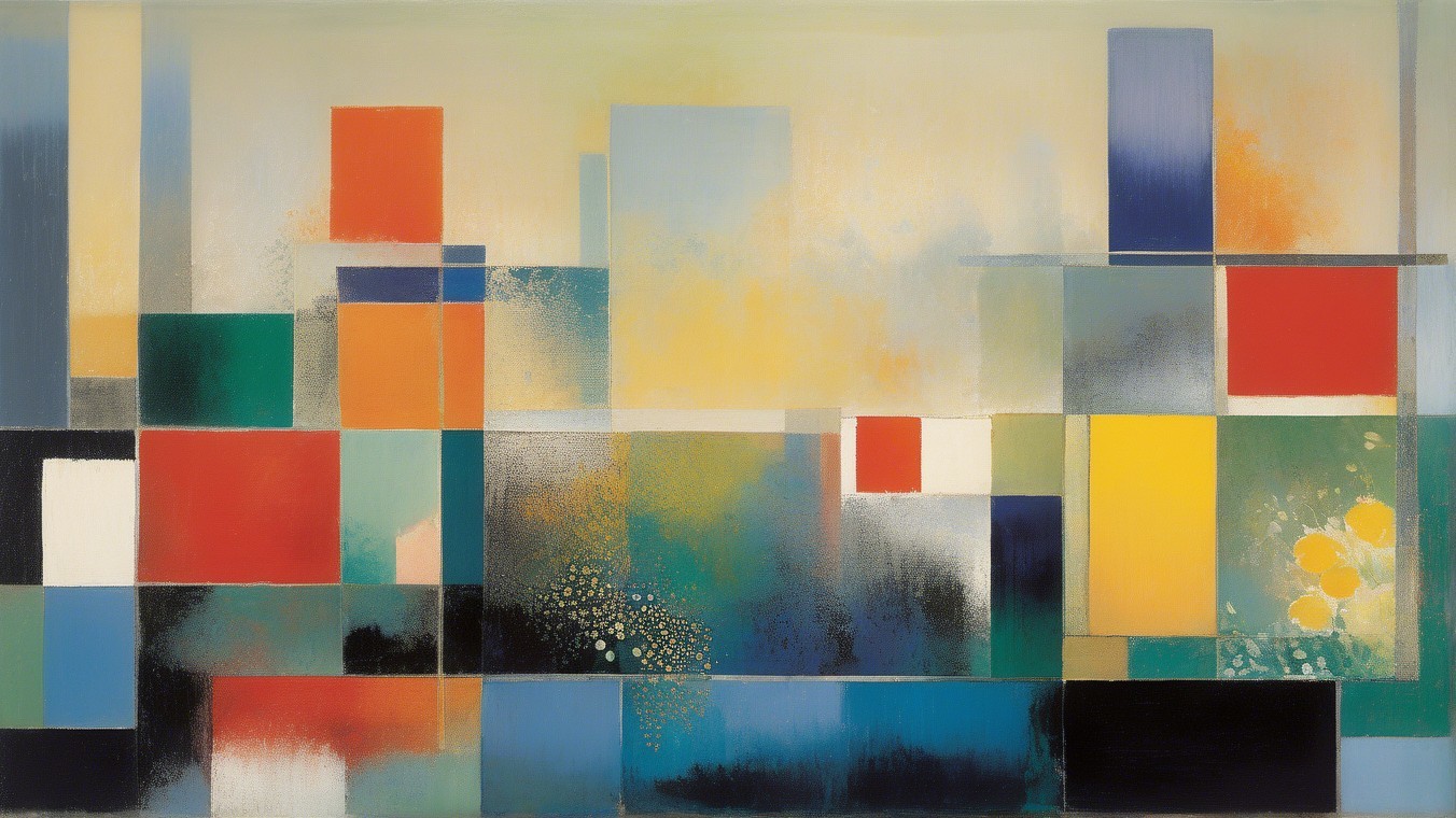 Vibrant Abstract Composition with Geometric Shapes