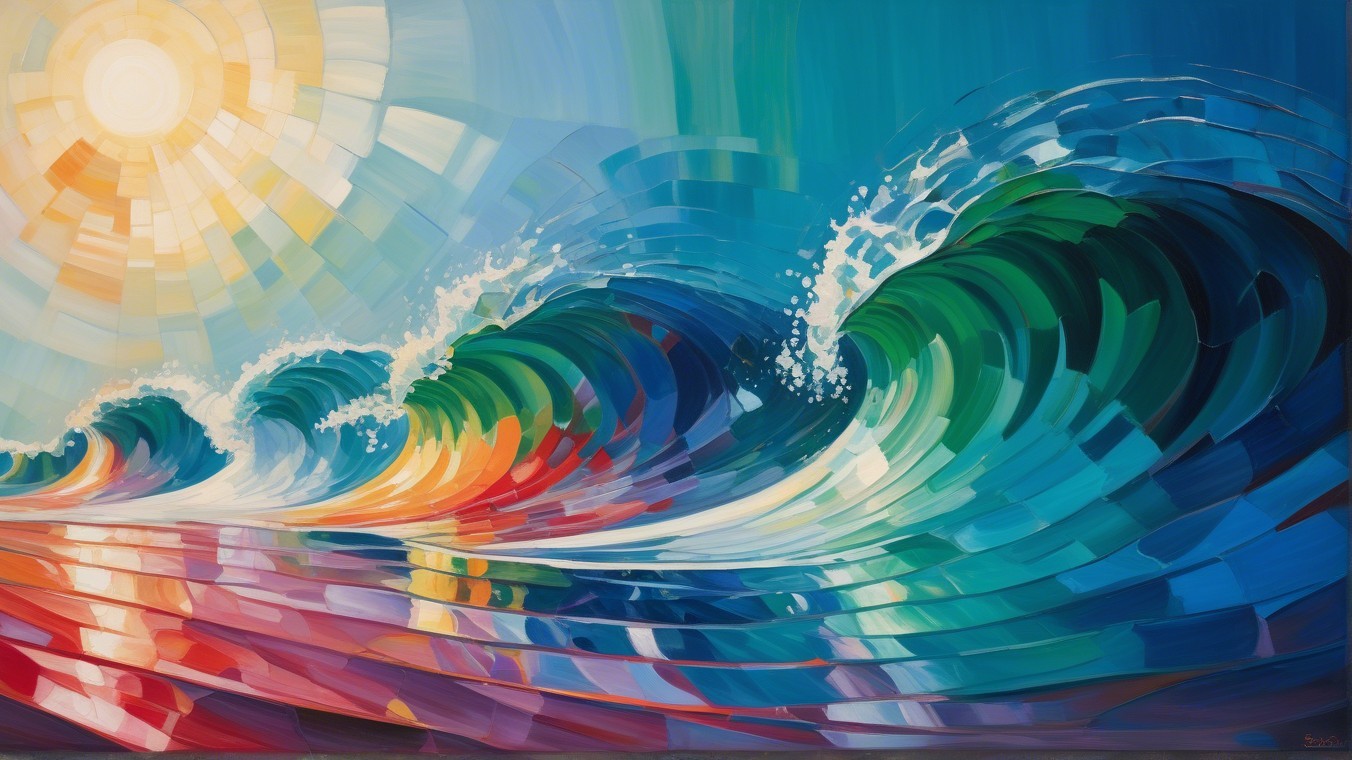 Vibrant Abstract Ocean Waves with Colorful Palette