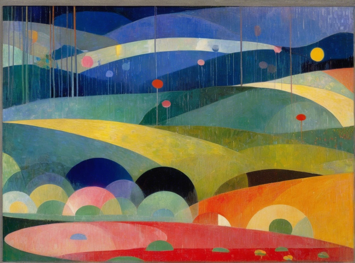 Abstract Landscape with Vibrant Hills and Colors