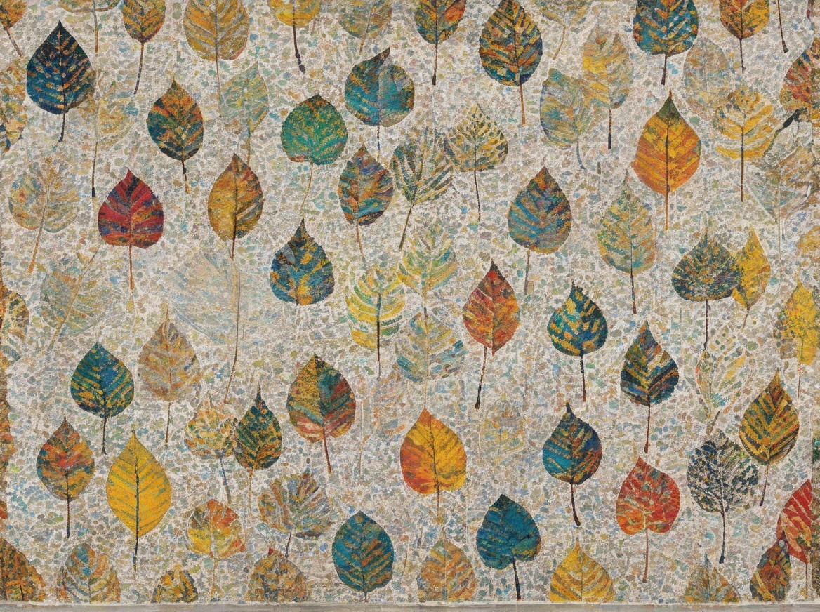 Vibrant Mosaic of Colorful Leaves on Textured Background