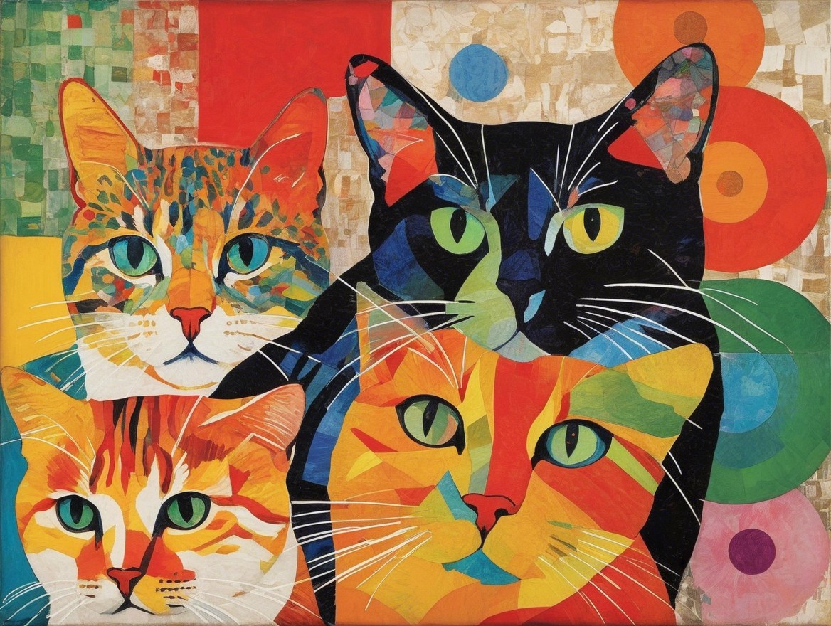 Vibrant Abstract Cats in Bold Colors and Patterns