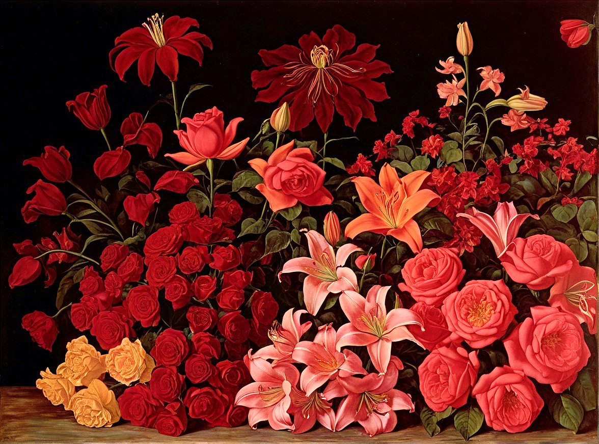 Vibrant Flower Arrangement with Rich Color Contrast