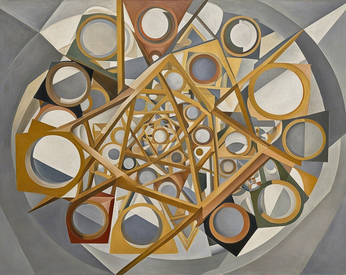 Abstract Composition of Geometric Shapes and Earthy Tones