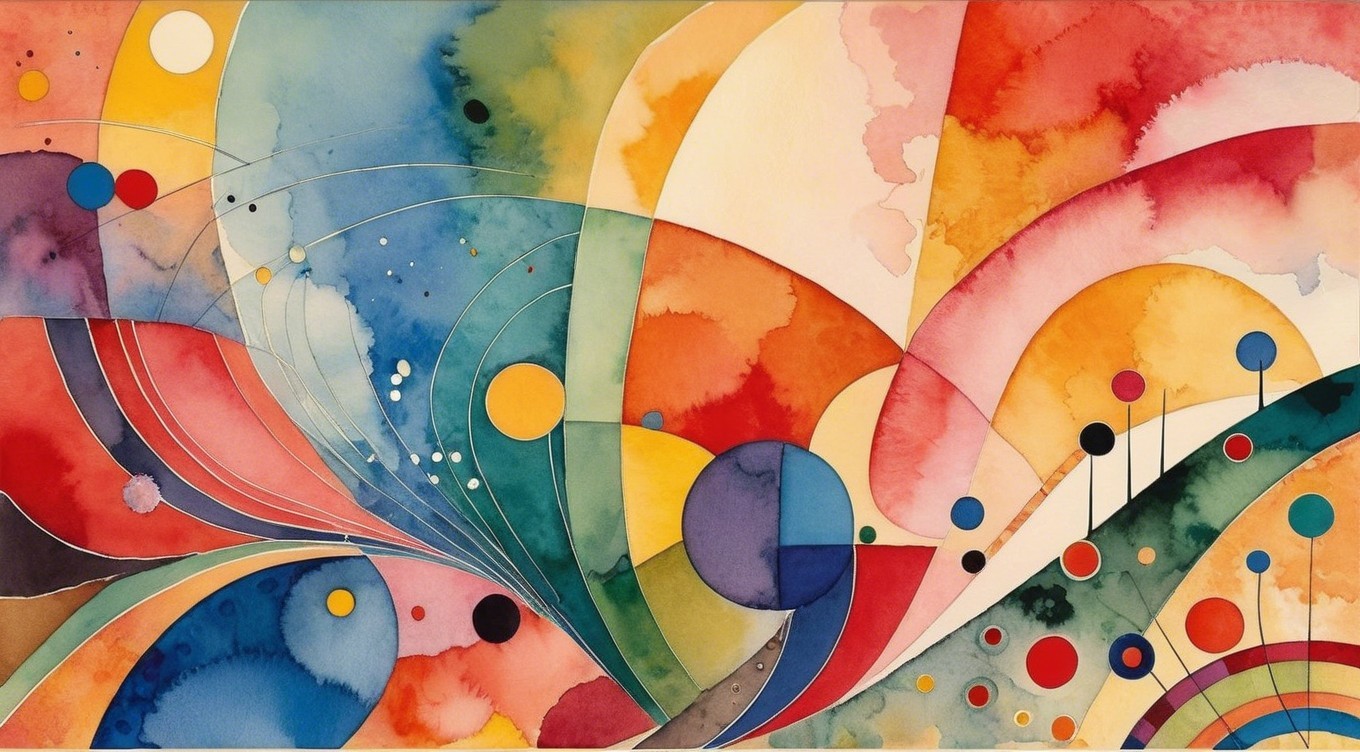 Vibrant Abstract Composition with Fluid Curves and Colors