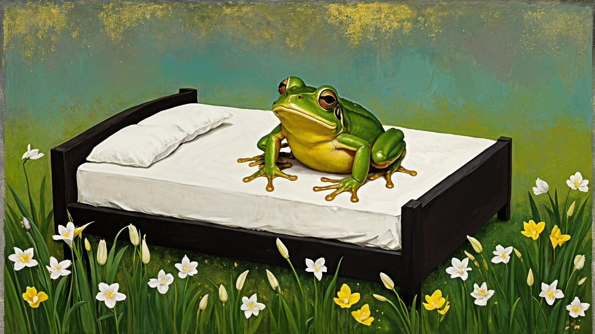 A Small Bed (Frog & Freesias)