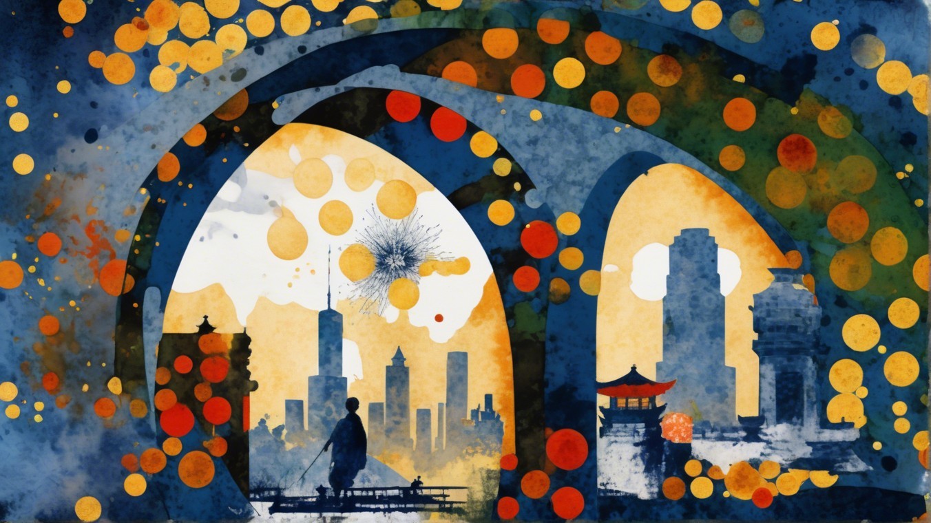 Vibrant Abstract Landscape with Colorful Circles
