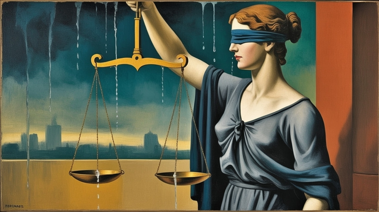 Woman Symbolizing Justice with Blindfold and Scales