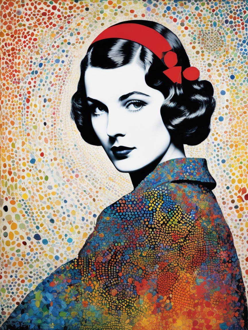 Stylized Portrait of a Woman with Colorful Patterns