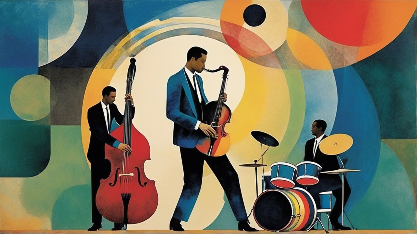 Stylized Illustration of Jazz Musicians Performing Together