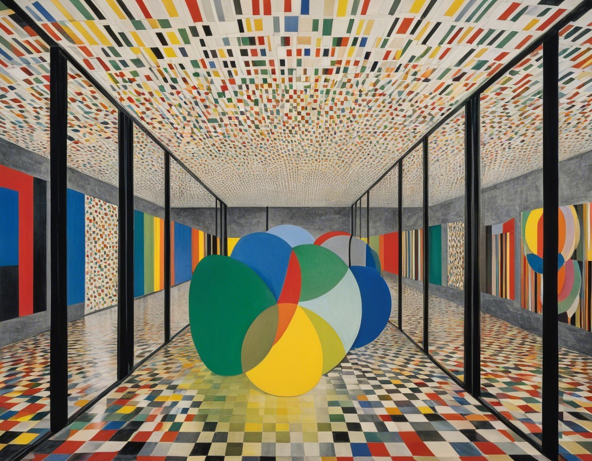 Abstract Interior with Geometric Shapes and Patterns