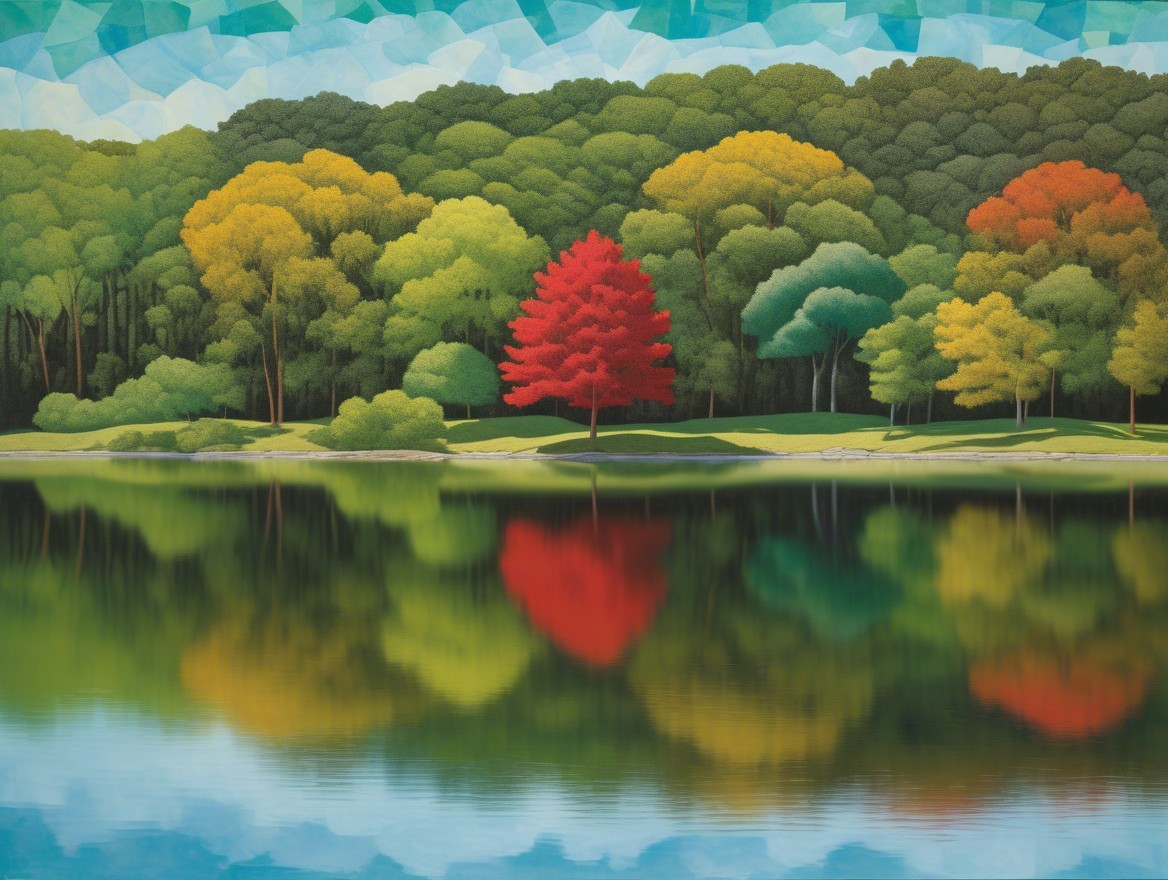 Vibrant Landscape with Tranquil Lake and Colorful Foliage
