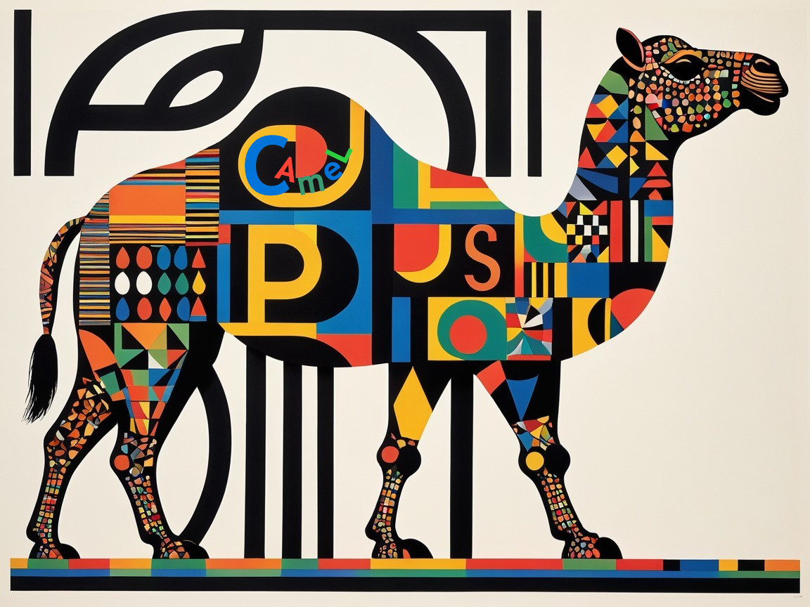 Stylized Camel with Vibrant Patterns and Colors
