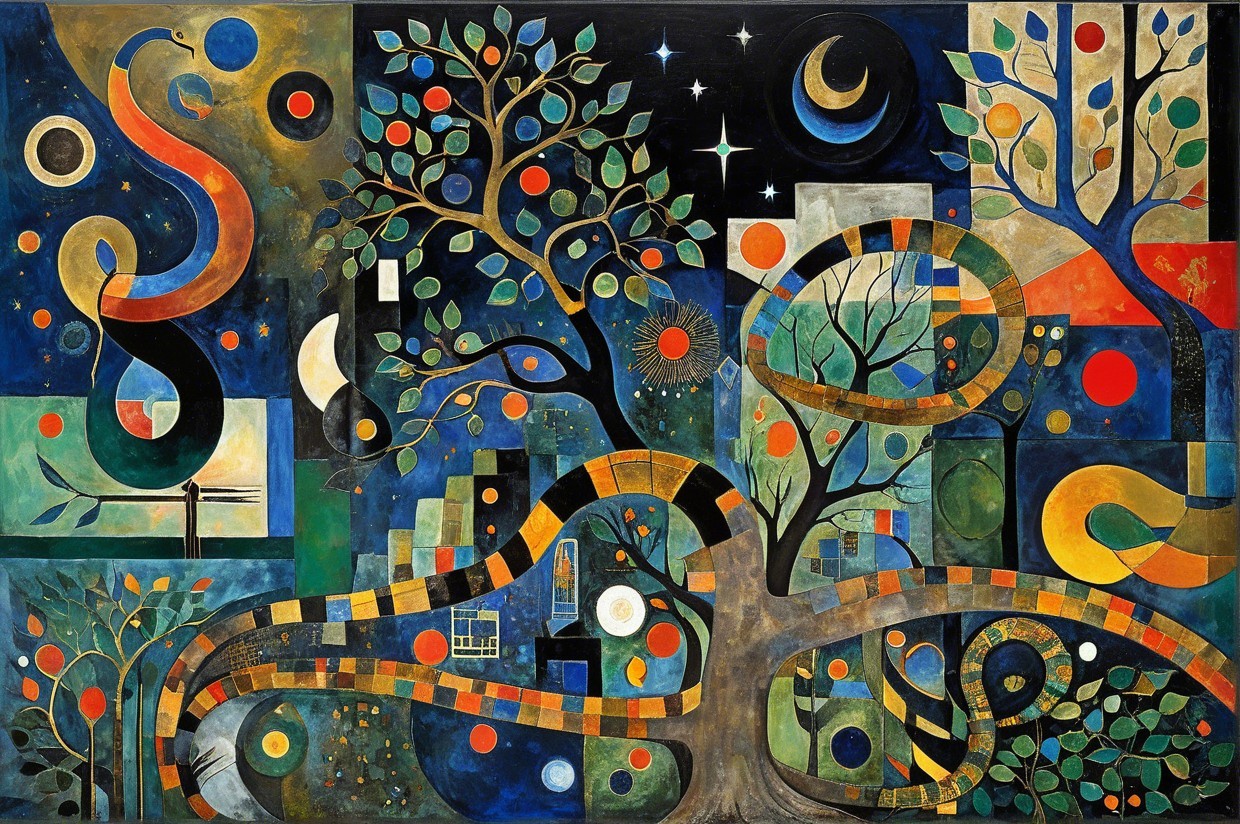 Abstract Composition of Vibrant Colors and Shapes
