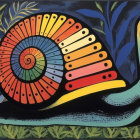 Vibrant Abstract Artwork with Spiral Snail Shell Design