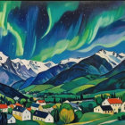 Couple Dancing Under Aurora Borealis Landscape