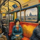 Capybaras in Suits on Vintage Bus with London View
