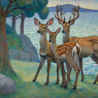 Chipmunks on a Picnic Blanket in a Forest Setting