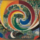 Impressionistic Painting of a Tabby Cat on a Porch