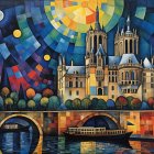 Colorful Abstract Landscape with Geometric Shapes