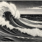 Dynamic Ocean Scene with Cresting Wave and Heart