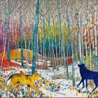 Colorful Field Illustration with Beetles and Foliage