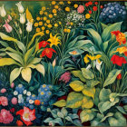 Colorful Painting of Women in a Blooming Garden