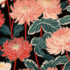 Vibrant Peony Flowers in Pink and Red on Black Background