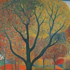 Impressionist Autumn Forest with Colorful Foliage