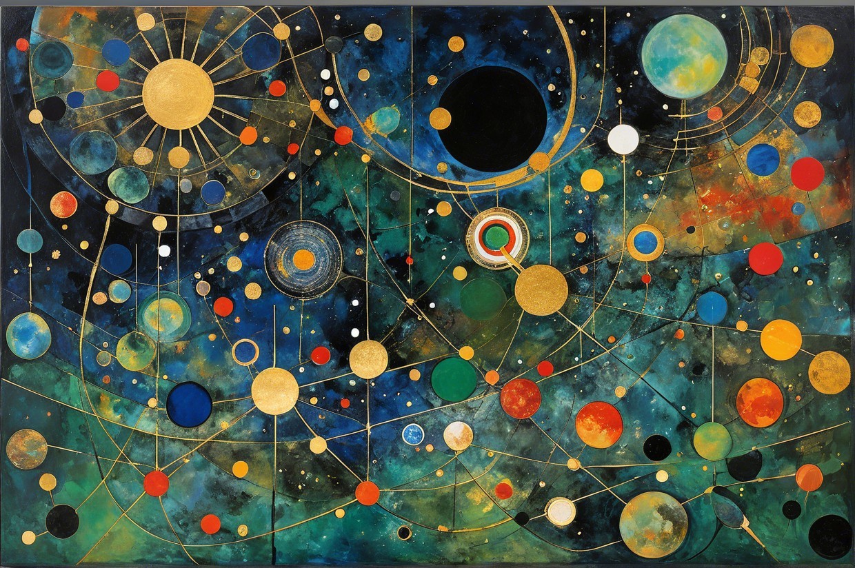 Vibrant Cosmic Scene with Galaxies and Celestial Bodies