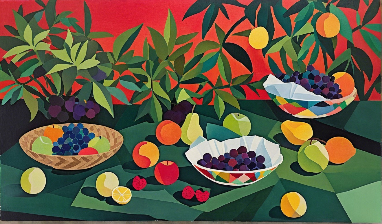 Vibrant Still Life of Assorted Fruits in Bowls