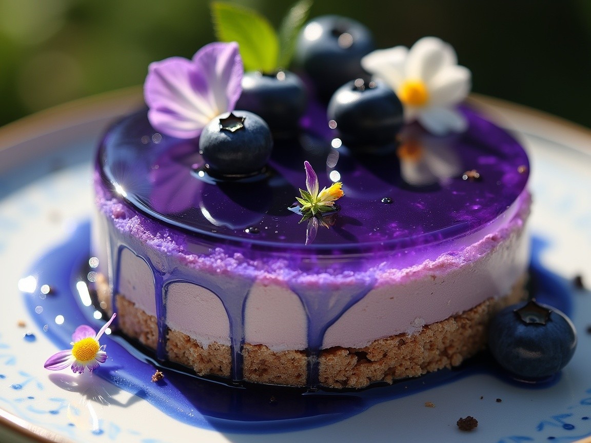 Blueberry Cheesecake with Jelly Glaze and Blueberries