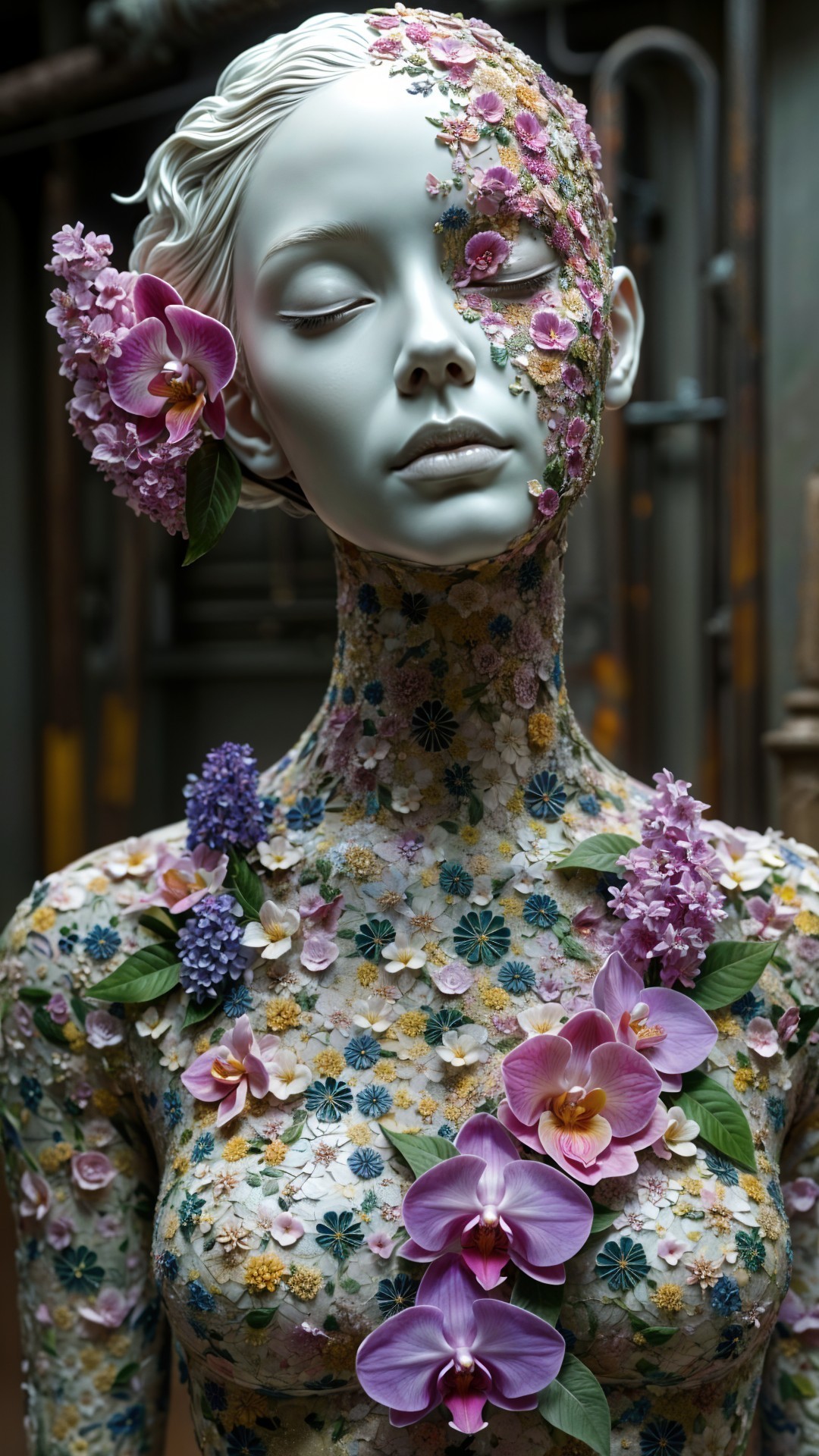 Mannequin Blending Art and Nature with Floral Design