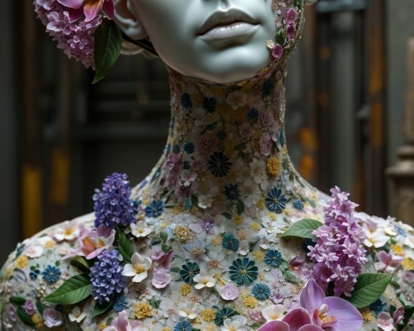 Mannequin Blending Art and Nature with Floral Design