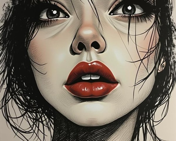 Portrait of a Young Woman with Captivating Features