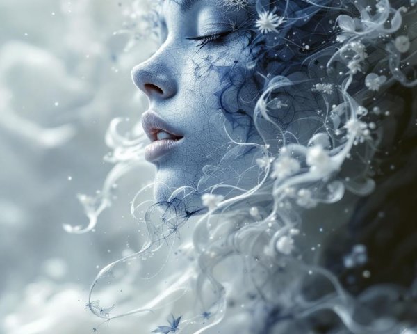 Surrealist Digital Artwork of a Woman's Profile